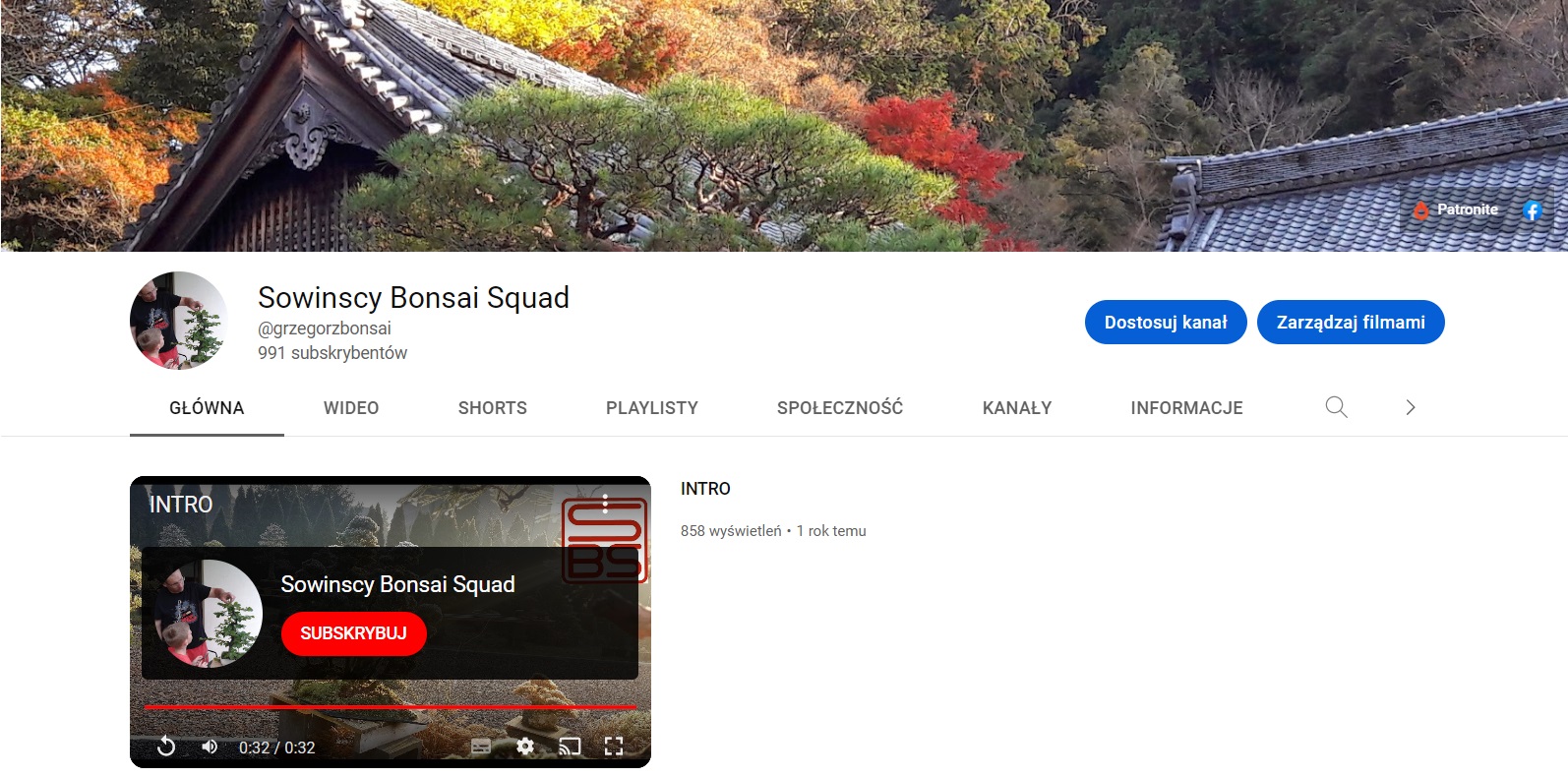 kanał sowinscy bonsai squad w serwisie youtube